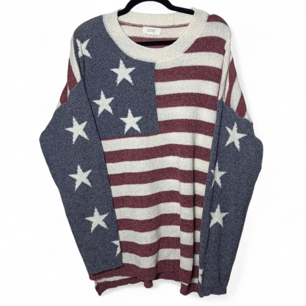 Oddy Oversized American Flag Sweater | Patriotic Stars & Stripes 2XL